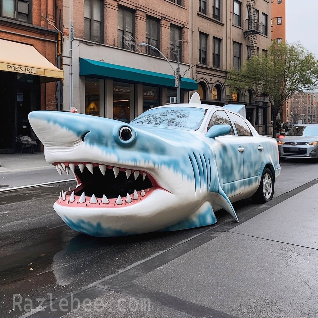 Shark car to scare off the crazy drivers